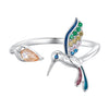 925 Sterling Silver Enamel Pavé Setting Ring for Women