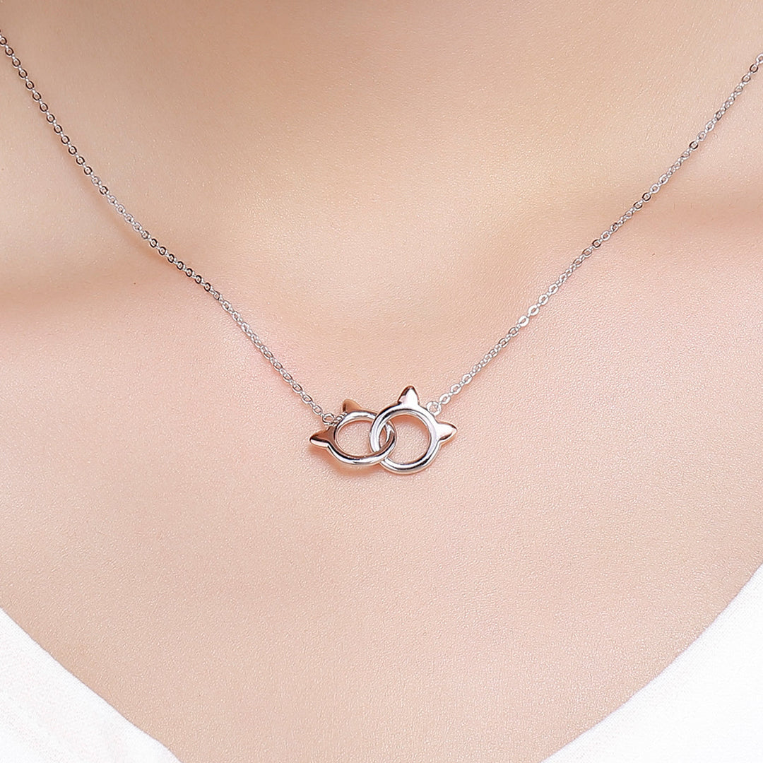 925 Sterling Silver Necklace, Length 38-45cm, Pendant 1.2*1cm, for Women