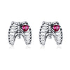 925 Sterling Silver Oxidized Pavé Setting CZ Earrings - 1x1cm for Women