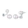 925 Sterling Silver Earrings with CZ and Synthetic Pearl, 1.7cm, White Gold Plated for Women