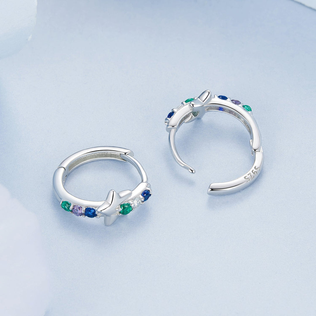925 Sterling Silver Earrings with Pavé Setting CZ in White Gold for Women