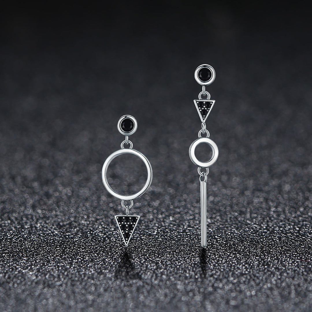 925 Sterling Silver Oxidized Pavé Setting CZ Earrings