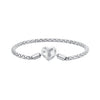 925 Sterling Silver Oxidized Silver Bracelets 17.0 Size with CZ for Women