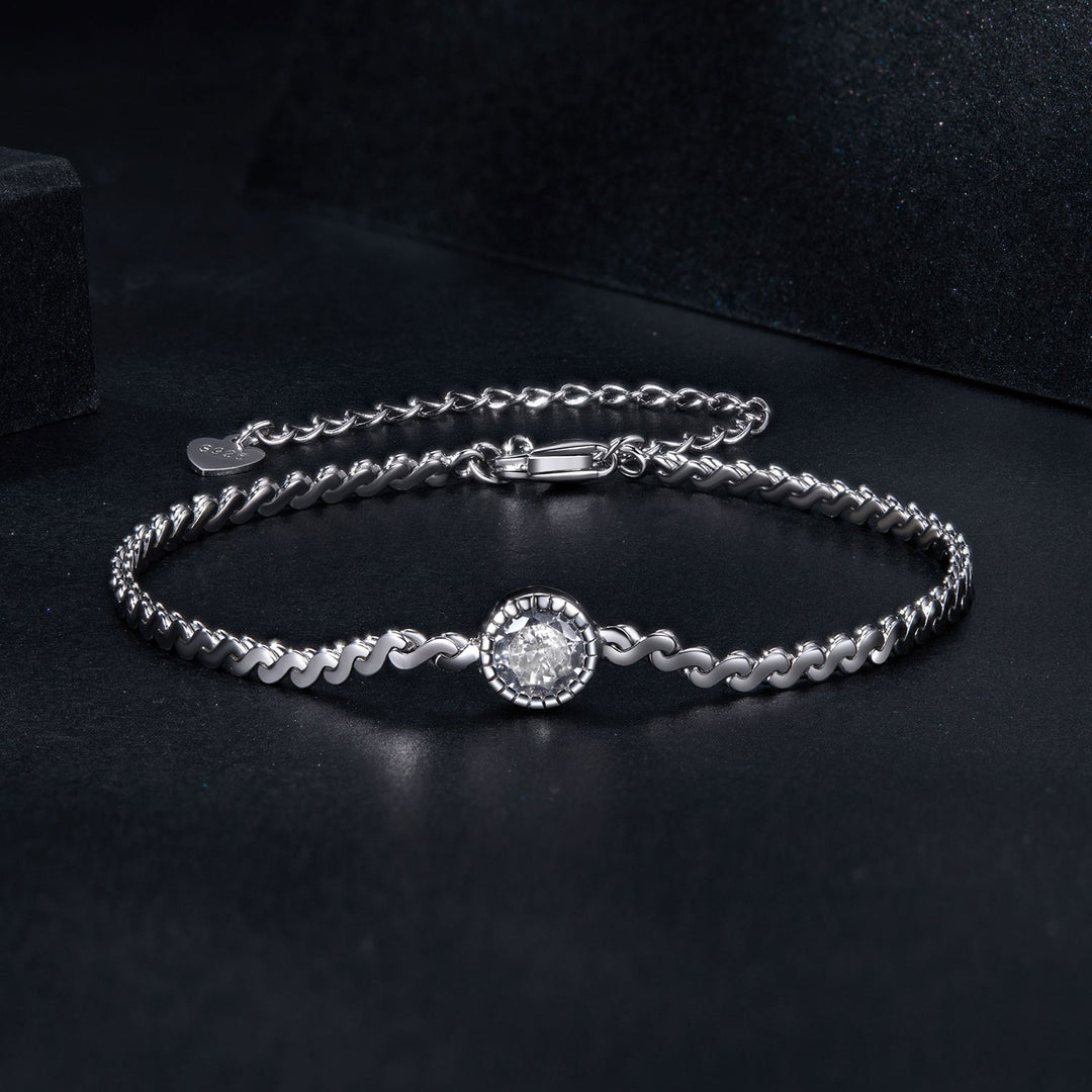 S925 Sterling Silver 5.0mm Moissanite Bracelet for Women