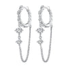 925 Sterling Silver Earrings with Pavé Setting CZ, 34*6mm for Women