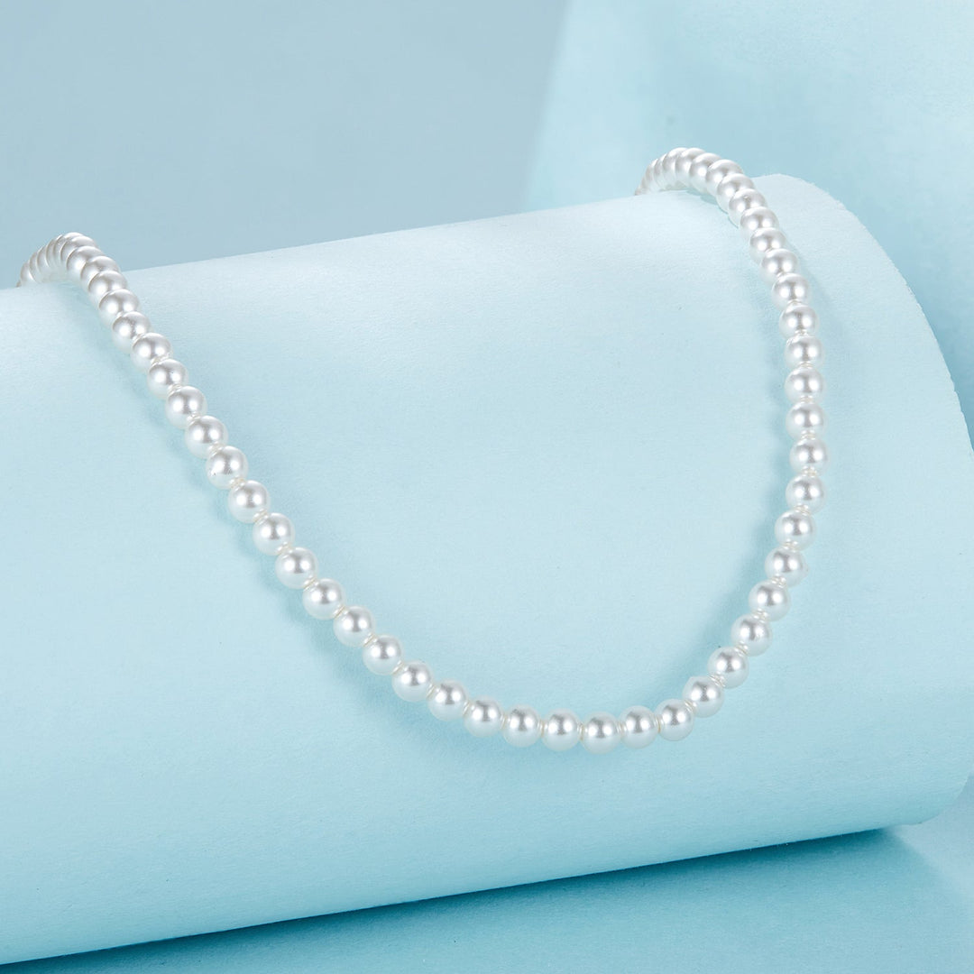 925 Sterling Silver White Gold Plated Necklace with Quality Shell Pearl for Women