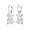 925 Sterling Silver Earrings with Pavé Setting CZ and Resin - 2.8 x 1.1 cm - Women's Fashion