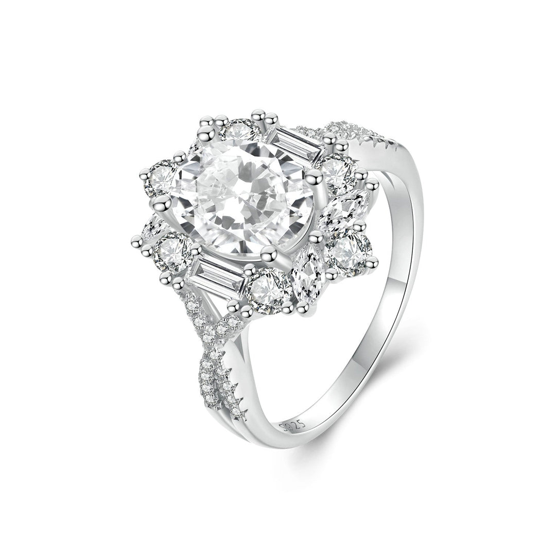 925 Sterling Silver 2 Carat Moissanite Ring in White Gold Plating - Size 8 for Women