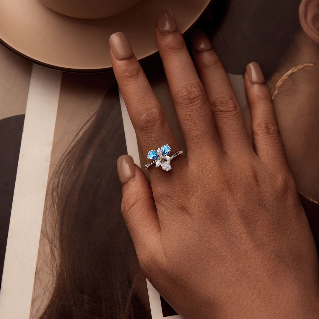 925 Sterling Silver Opal Enamel Ring for Women