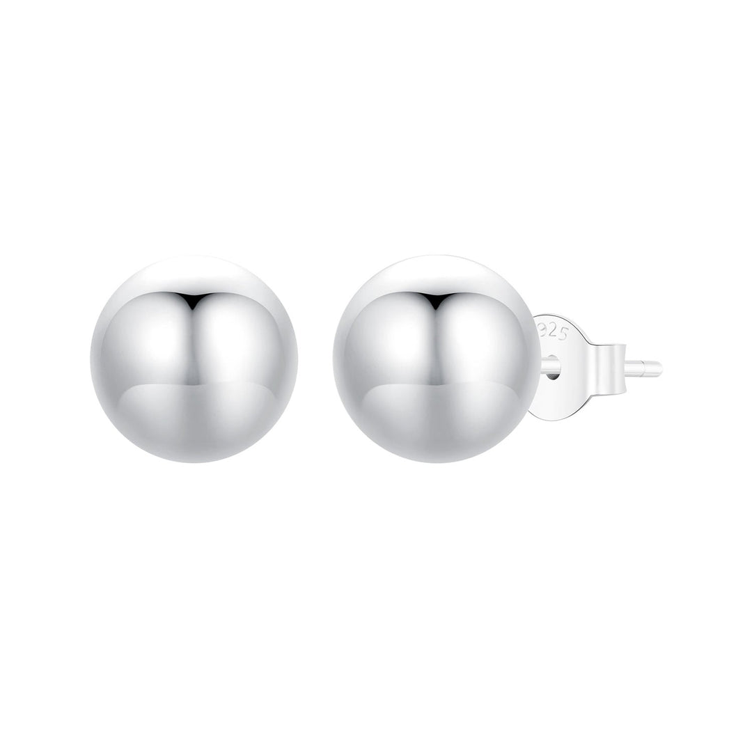 925 Sterling Silver Plated White Gold Earrings - 10mm for Women