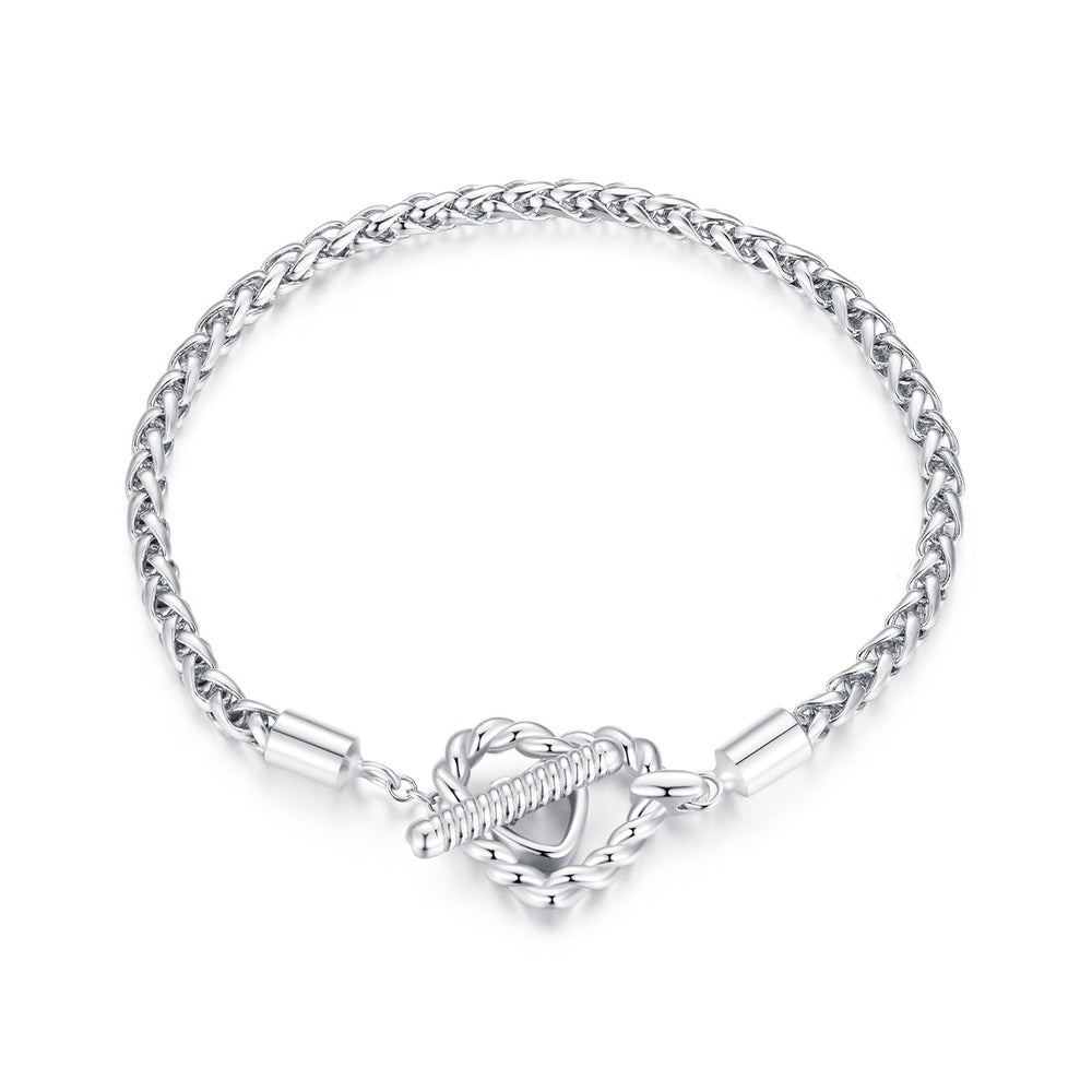 925 Sterling Silver 3.0mm Plated Platinum Bracelet Size 17.0 for Women