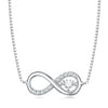 925 Sterling Silver Necklace with Pavé Setting CZ and Platinum Plating, Adjustable Length for Women