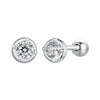 925 Sterling Silver 4mm Moissanite Earrings with Platinum Plating for Women