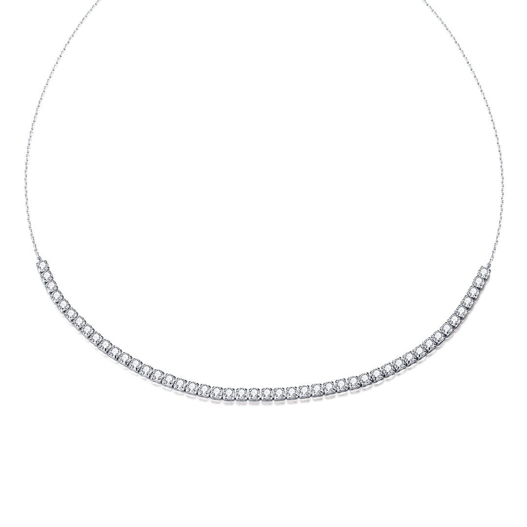 925 Sterling Silver Adjustable Pavé Setting CZ Necklace