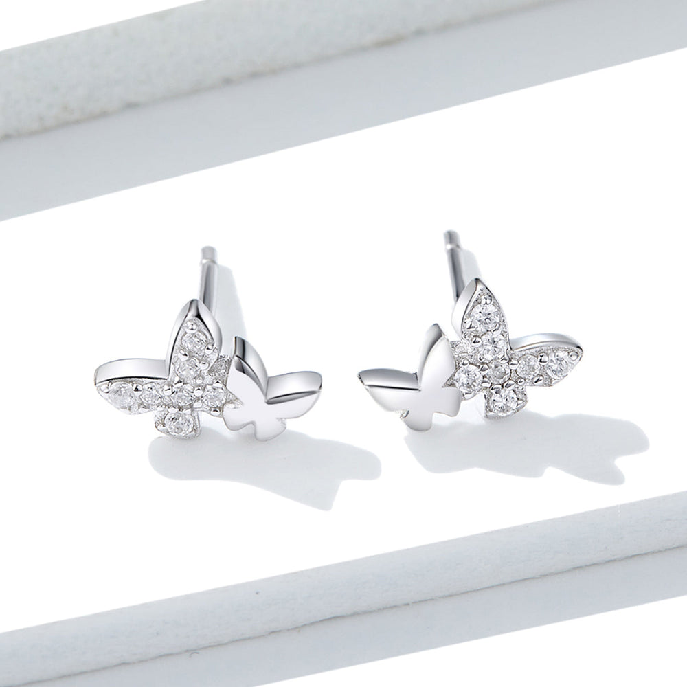 925 Sterling Silver Earrings with Pavé Setting CZ - 0.6*0.9cm