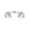 925 Sterling Silver Rabbit Ring with Pavé Setting CZ in White Gold for Women