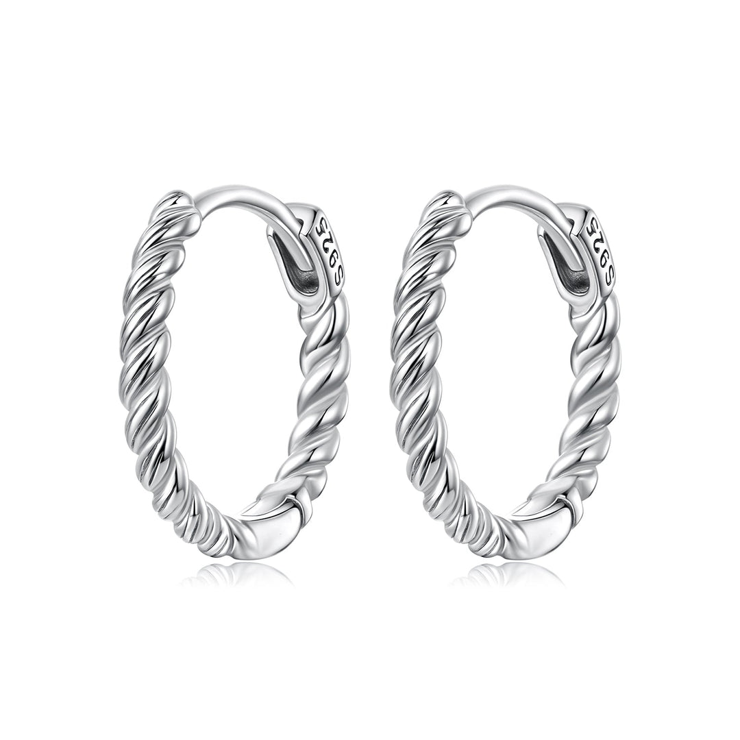 925 Sterling Silver Plated White Gold Earrings Size 1.4x0.2cm for Women