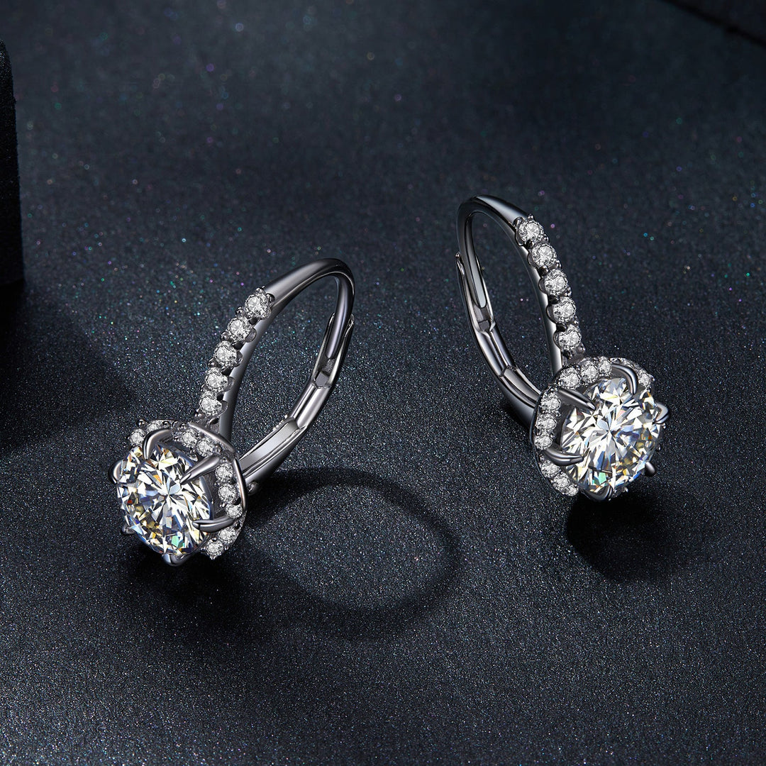 925 Sterling Silver Moissanite 6.5 Carat Earrings for Women