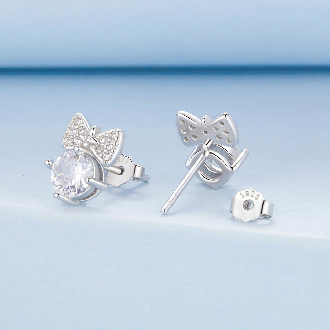 925 Sterling Silver Earrings with CZ and White Gold Plating for Women