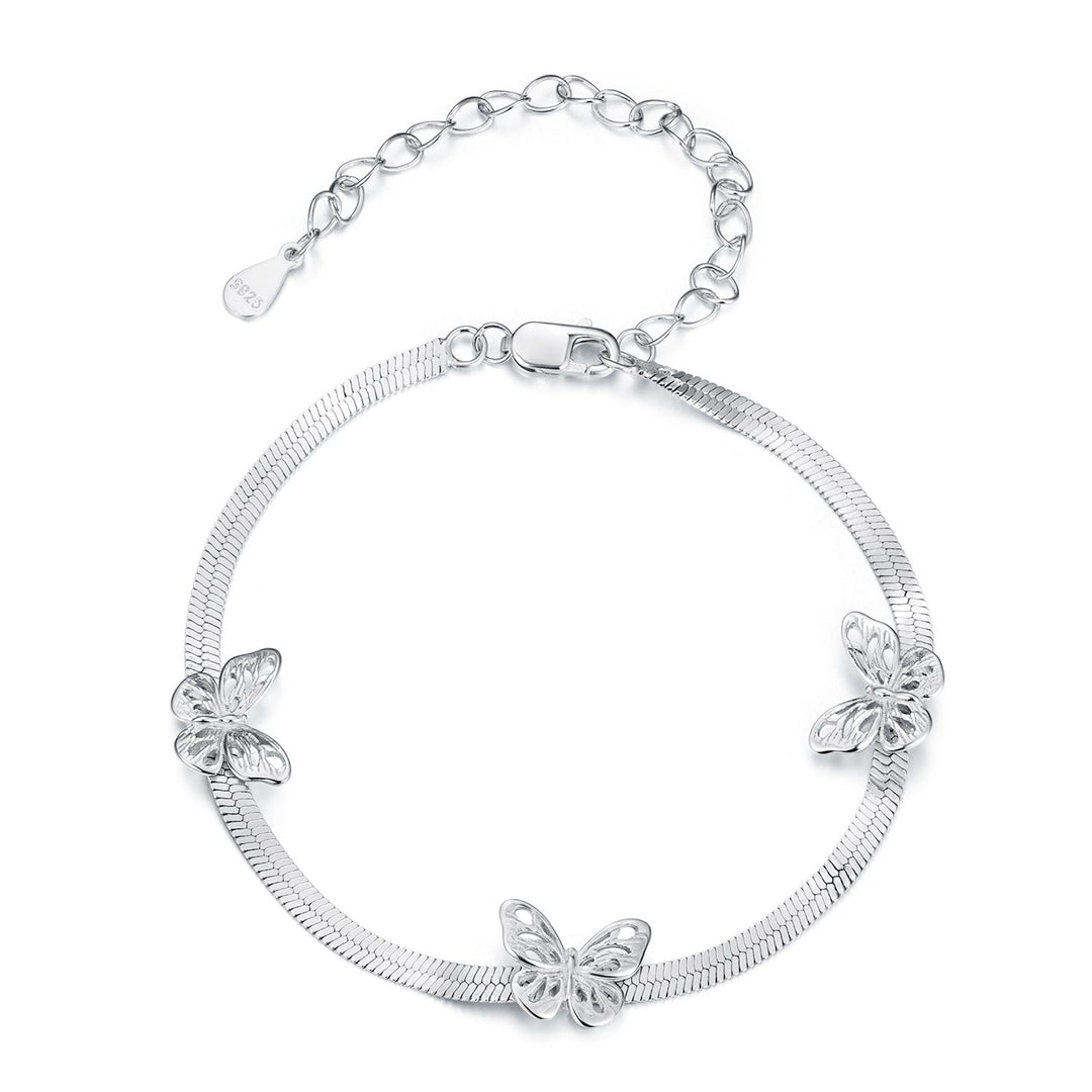 925 Sterling Silver Plated White Gold Adjustable Bracelet for Women