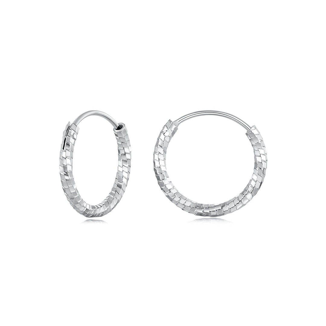 925 Sterling Silver Earrings for Women - White Gold Plated, 2.6*0.2 cm, Style L