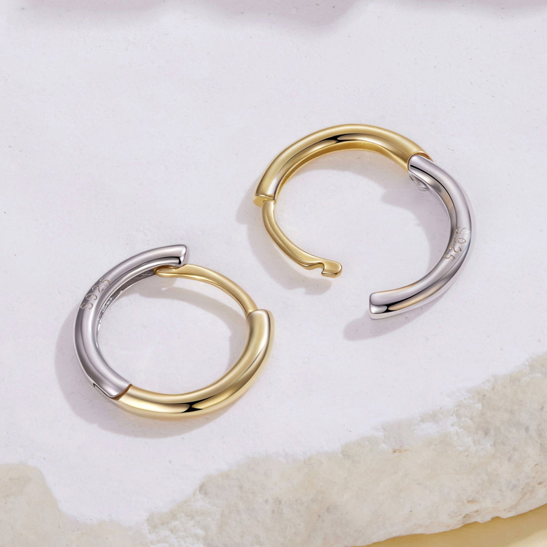 925 Sterling Silver Earrings for Women - 1.3x0.2cm, Plated White Gold