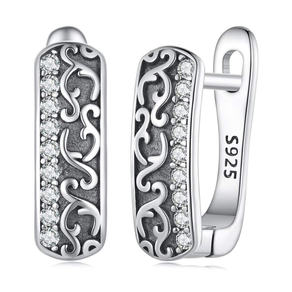 925 Sterling Silver Earrings with Pavé Setting CZ - 1.3m x 0.5m for Women