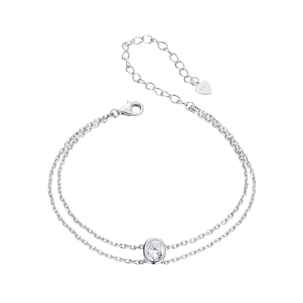 925 Sterling Silver Moissanite 1 Carat Bracelet for Women - White Gold Plated, 150+60mm