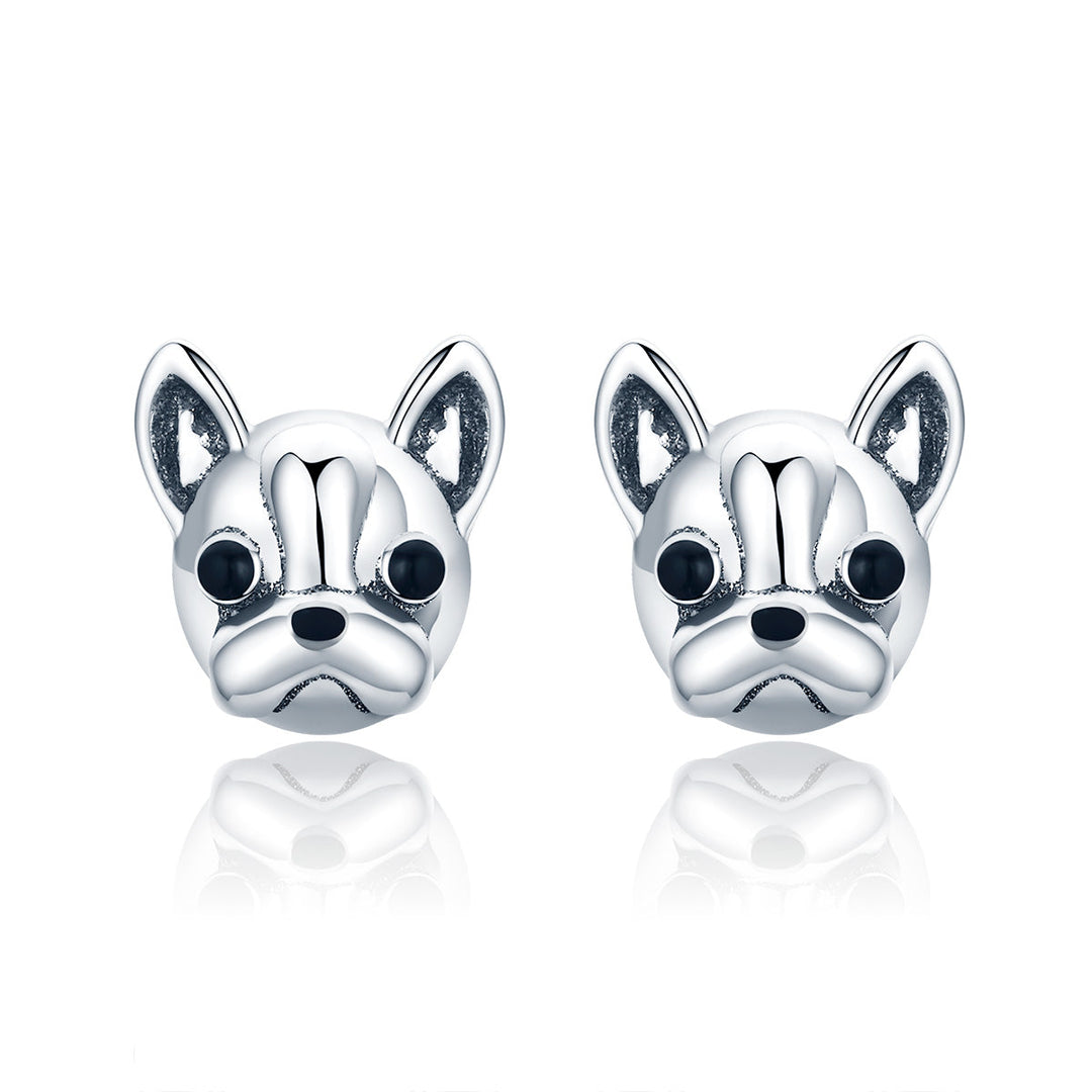 925 Sterling Silver Oxidized Enamel Earrings for Women 1*1cm
