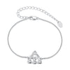 925 Sterling Silver White Gold Plated Bracelet with Length 15+6cm for Women