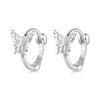 925 Sterling Silver Earrings with White Gold Plating, 1.1x0.7 cm, for Women