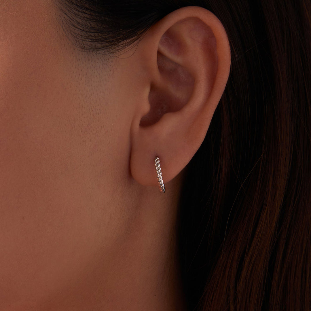 925 Sterling Silver Plated White Gold Earrings Size 1.4x0.2cm for Women