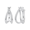925 Sterling Silver Earrings 1.2x0.6cm with White Gold Plating for Women