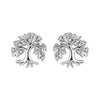 925 Sterling Silver Earrings with Pave Setting CZ - Oxidized Finish - 0.9cm