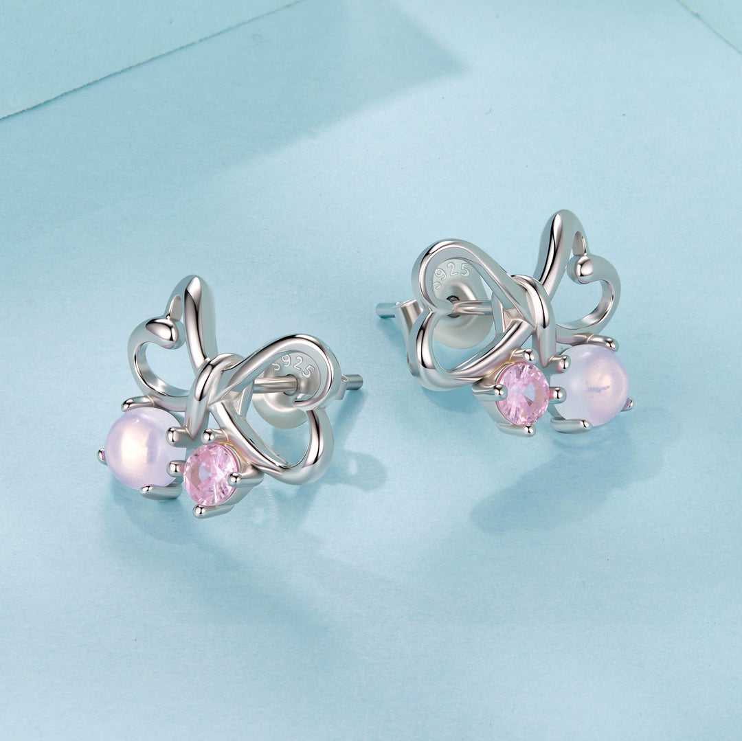 925 Sterling Silver Earrings with Pavé Setting CZ and Transparent Glass for Women