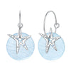 925 Sterling Silver Earrings with Nano Opal Stone and CZ in White Gold Plated, 2.8cm for Women