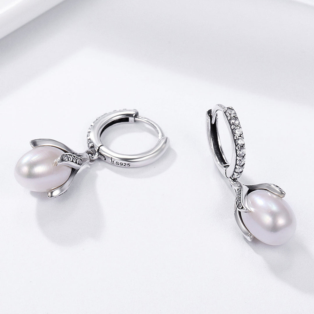 925 Sterling Silver Oxidized Silver Freshwater Pearl Earrings