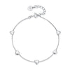 925 Sterling Silver Plated White Gold 17+3.5cm Heart-Shaped Bracelet for Women