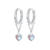 925 Sterling Silver White Gold Plated Moonstone Earrings 23x5mm for Women