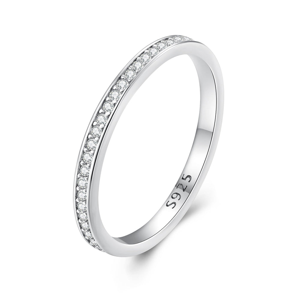 925 Sterling Silver 1.0mm Moissanite Platinum Plated Ring Size 5 for Women