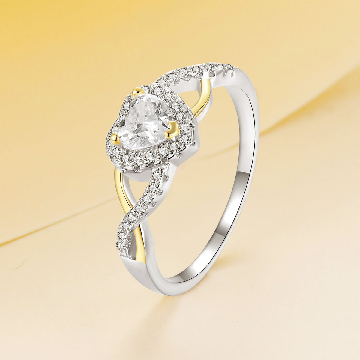 Anillo de circonita cúbica de plata de ley 925 y oro blanco chapado de 1,7 mm, talla 7.0, para mujer