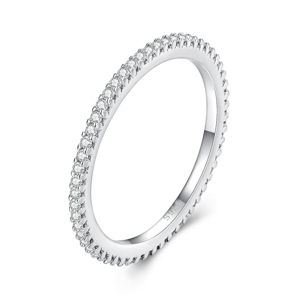 925 Sterling Silver Moissanite 0.005ct 1.4mm Ring Size 6 for Women