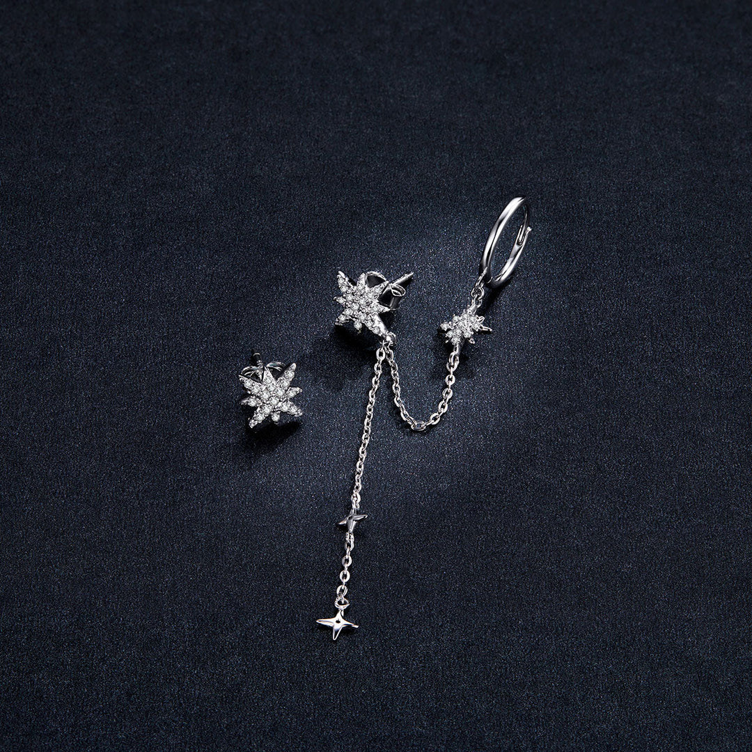 S925 Sterling Silver Earrings with CZ in Pavé Setting, 5.9cm Length, 1cm Size for Women