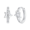 925 Sterling Silver & White Gold Earrings with Pavé Setting CZ - 12x6mm for Women