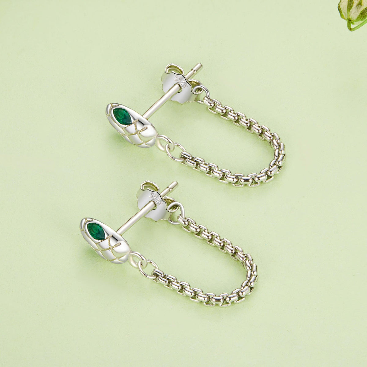 925 Sterling Silver Earrings with CZ in White Gold Plating - imagen 4 de 7