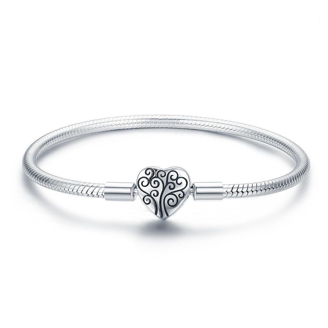 SCB 925 Sterling Silver Bracelet in Classic Style, Size 17.0 for Women