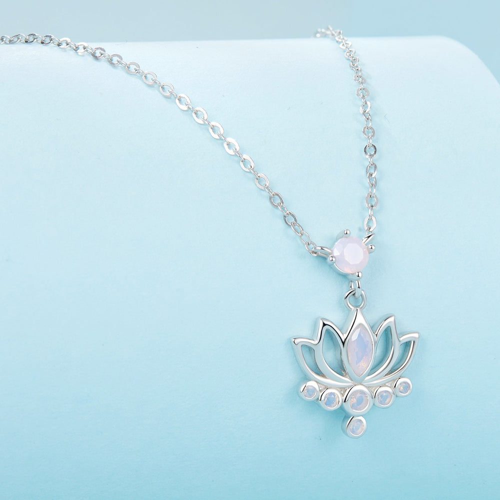 925 Sterling Silver Opal Nanometer Stone Necklace for Women
