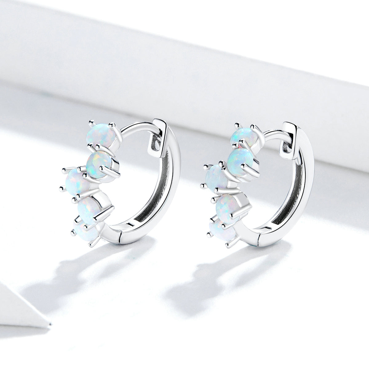 925 Sterling Silver Earrings with Translucent Opal - изображение 3 из 7