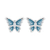 S925 Sterling Silver Earrings with Enamel Process, 6*8mm, Plated Platinum for Women