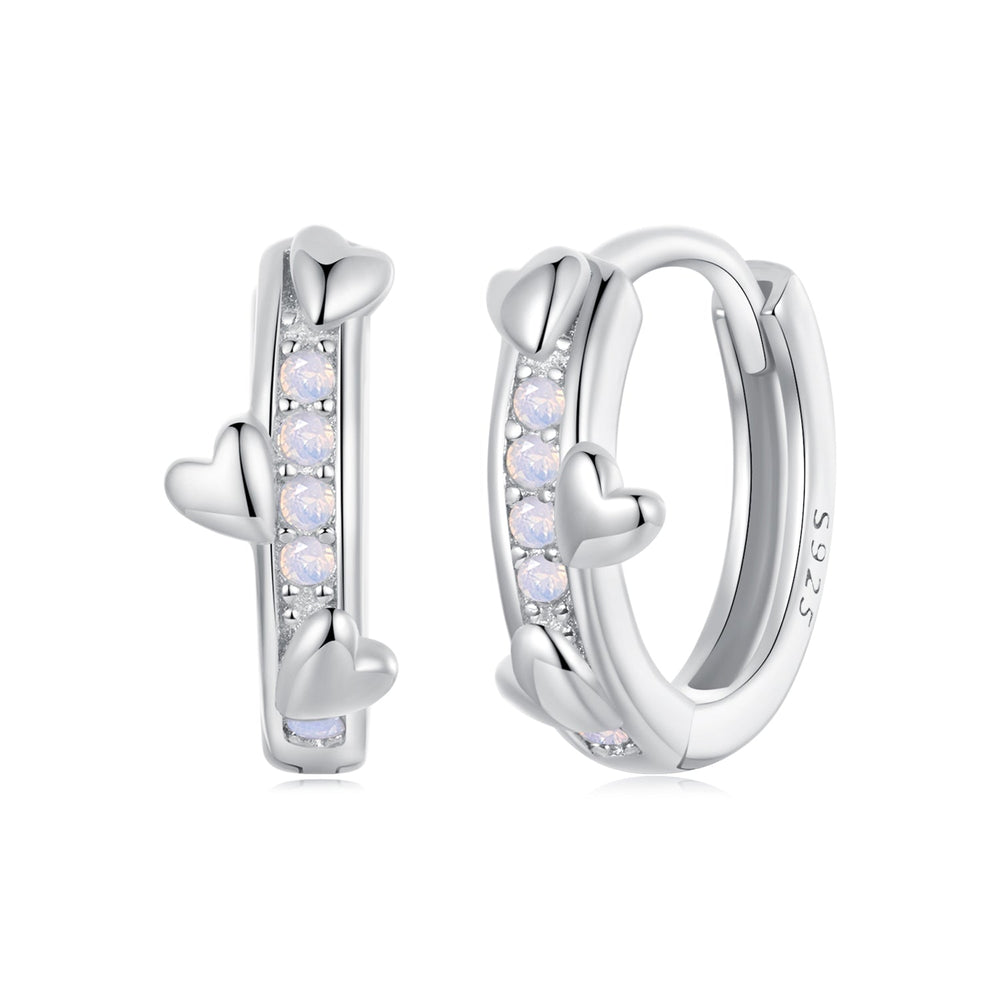 925 Sterling Silver Nano Opal Earrings for Women - White Gold Plated - 12x5mm